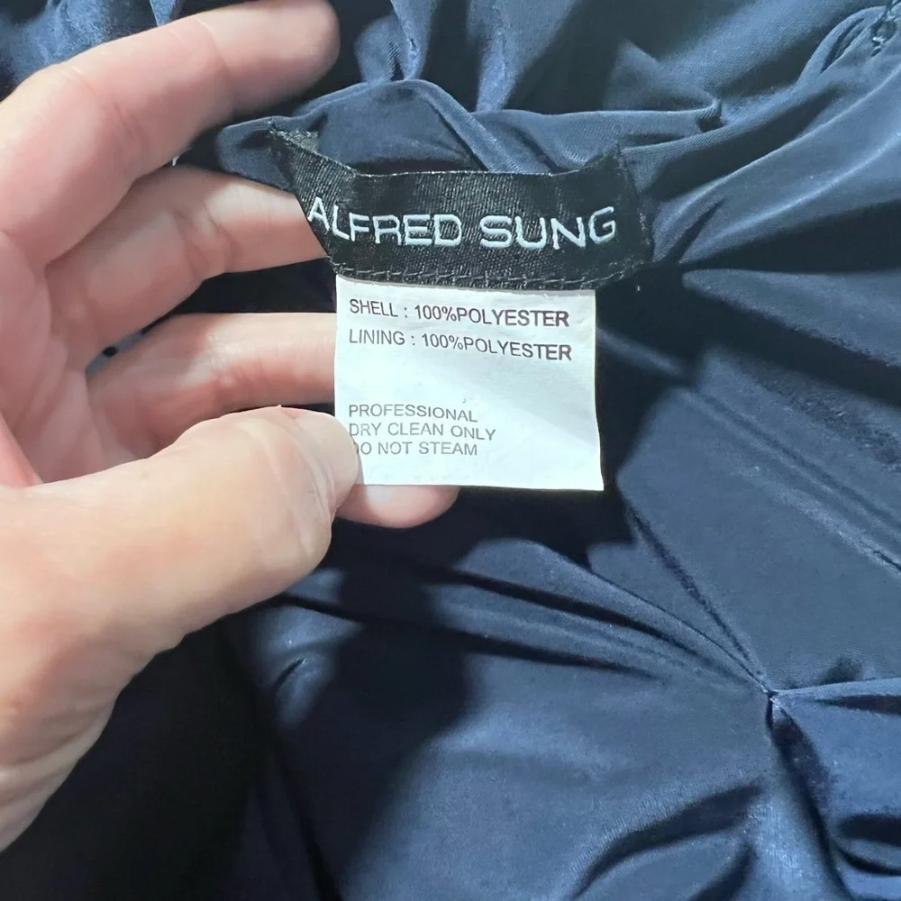 💙Alfred Sung,Timeless,Stunning Simple Elegance,Rich Navy,Mint Condition,Size 14 - Picture 15 of 15